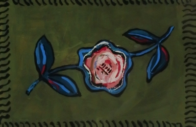 Ornament 10 x 15 cm podmalba na sklo, dostupné jako šablona při workshopech