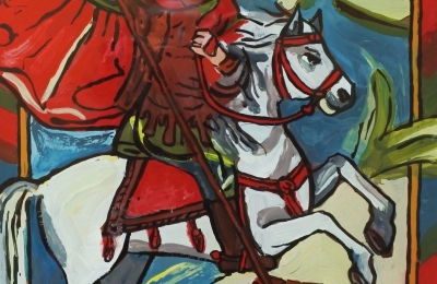 Sv.Jiří  20 x 25 cm podmalba na sklo